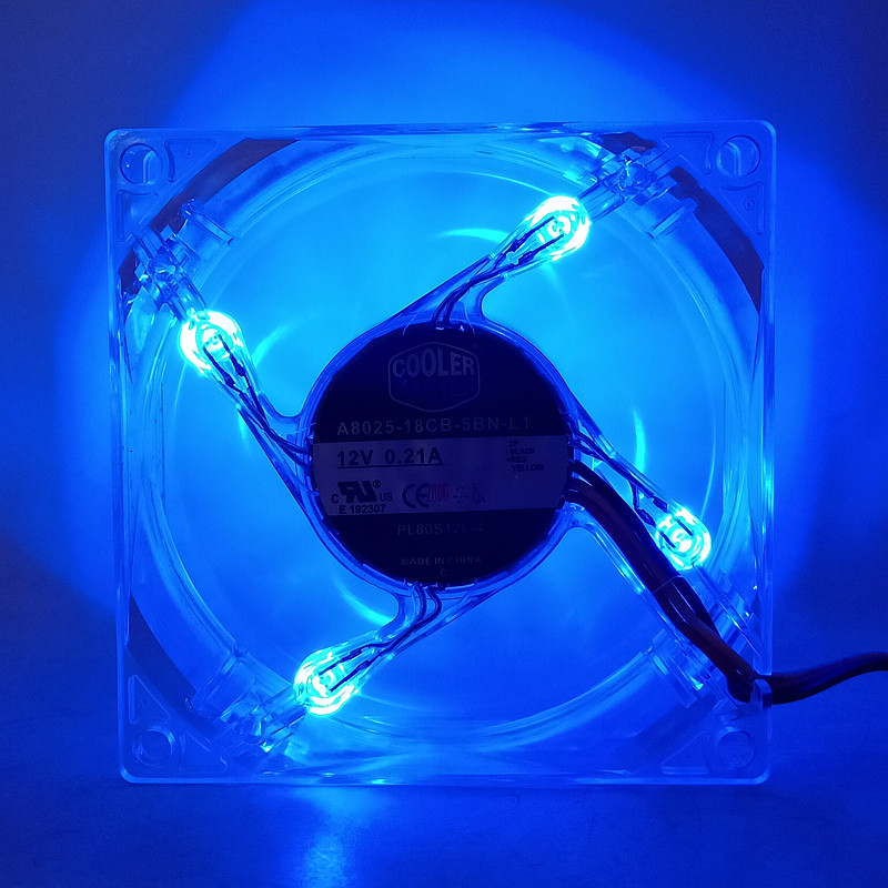 2PCS Original Cooler Master A8025-18CB-5BN-L1 8025 80MM 8cm Computer case CPU LED Cooling fan 12V  0