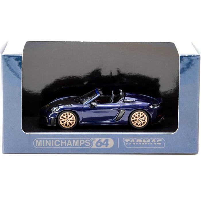 T64MC-008-GB - MINICHAMPS X Tarmac Works 1/64 Porsche 718 Spyder RS Gentian Blue Metallic ANS99