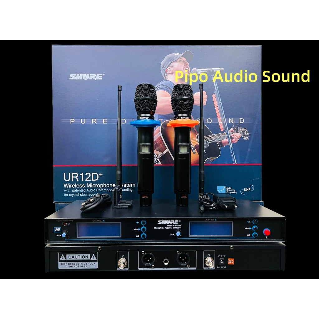 MIC WIRELLES SHURE UR12D+ B 2 MIC PEGANG UR 12D BISA GANTI CHANNEL ur12d + BLACK