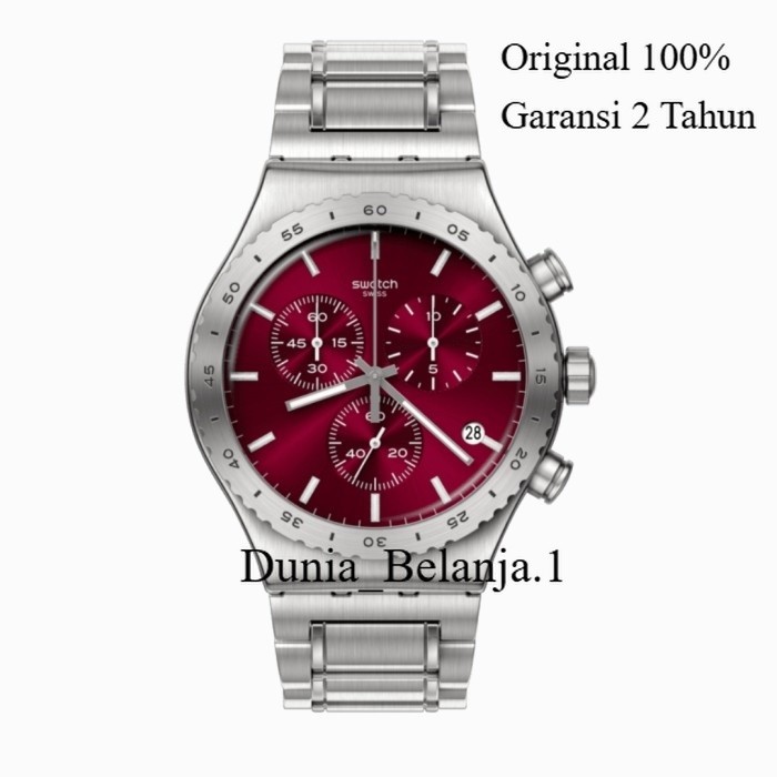 Original 100% Swatch Irony Chrono Jam Tangan Pria YVS499G PURPLE IRONY Garansi Resmi 2 Tahun