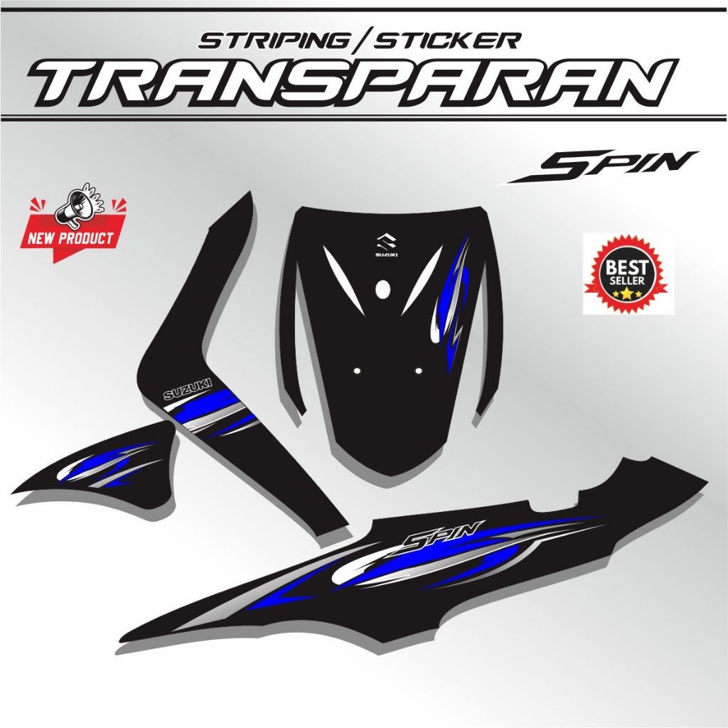 STIKER SPIN TRANSPARAN UV / STRIPING MOTOR SPIN VARIASI LIS STIKER MOTOR