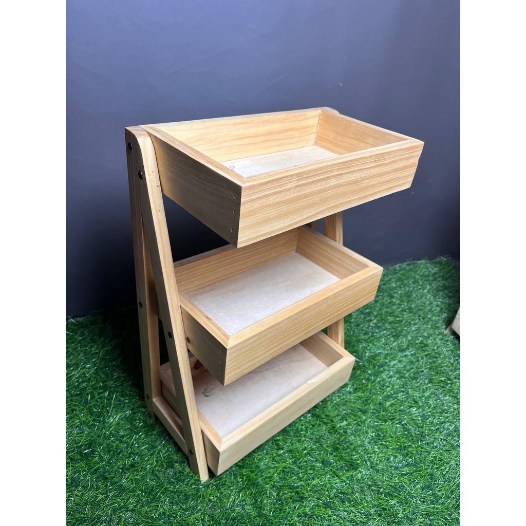 Rak Bawang Susun KAYU JATI Gratis Stiker Tempat Telur Bumbu Dapur Unik Aesthetic Kualitas Premium