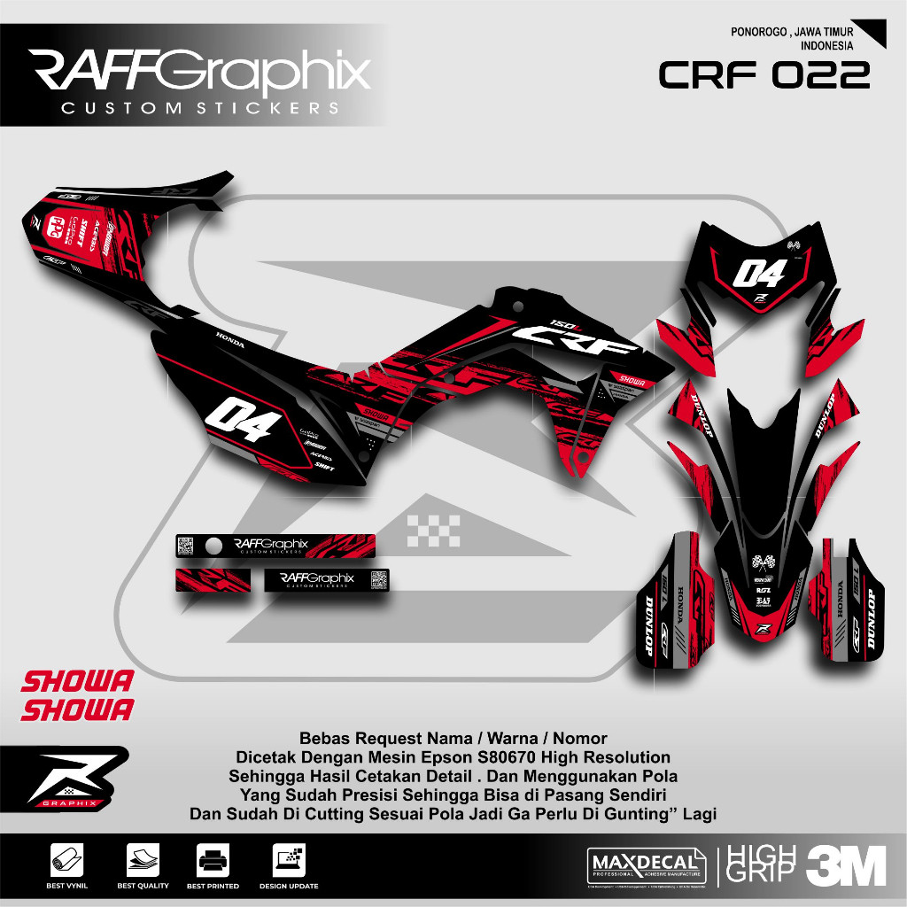 Decal Crf 150 L Bercak Custom Decal Crf 150 Sticker Crf Hitam Merah