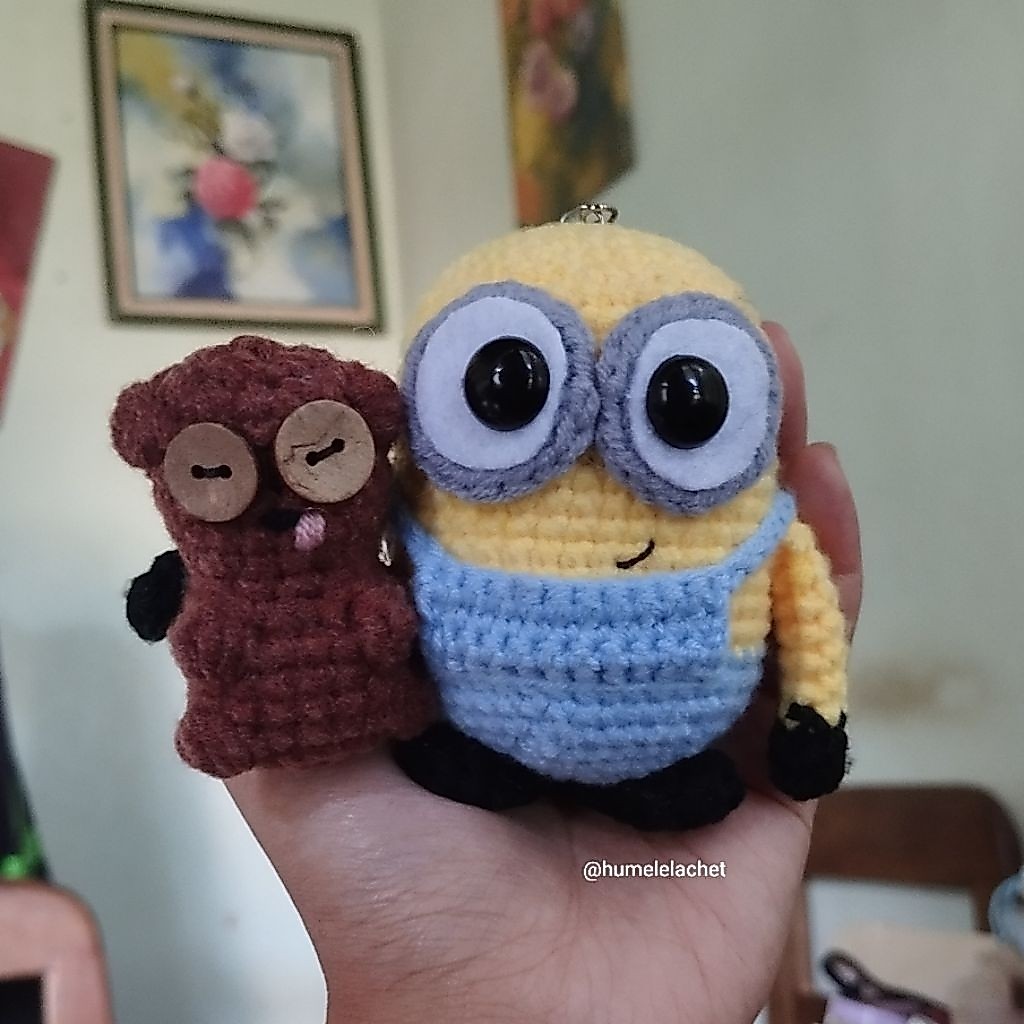 [Humelela] Amigurumi Keychain Minion Bob | Gantungan Kunci Rajut Minion Bob