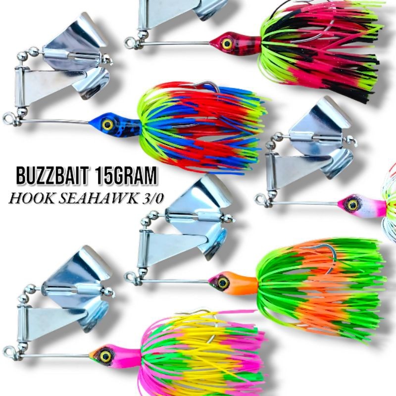 BUZZBAIT MINI 15GRAM. HOOK SEAHAWK 3/0. BUZZBAIT ZAL LURE. UMPAN CASTING TOMAN