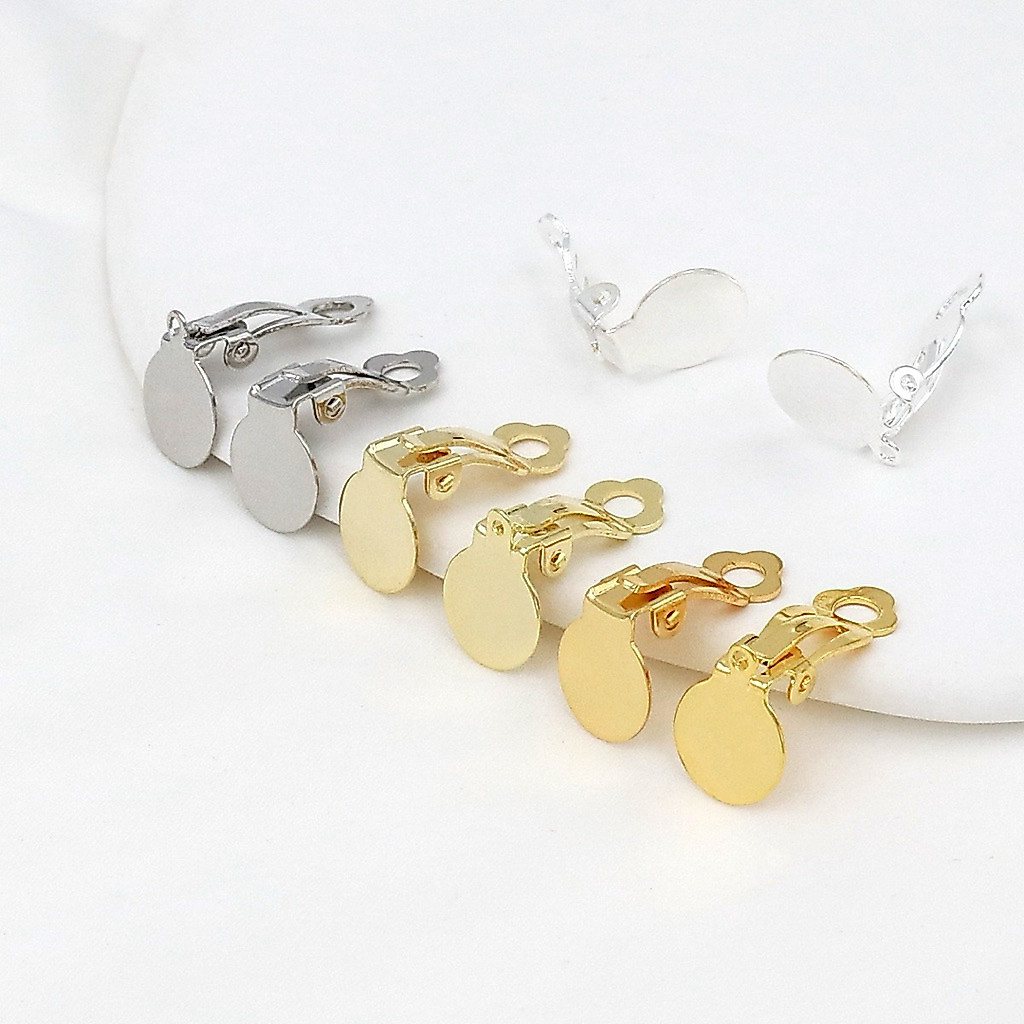 delunashop 10PC bahan Anting Jepit DIY ANTING PITA Model Polos & Lubang Uk