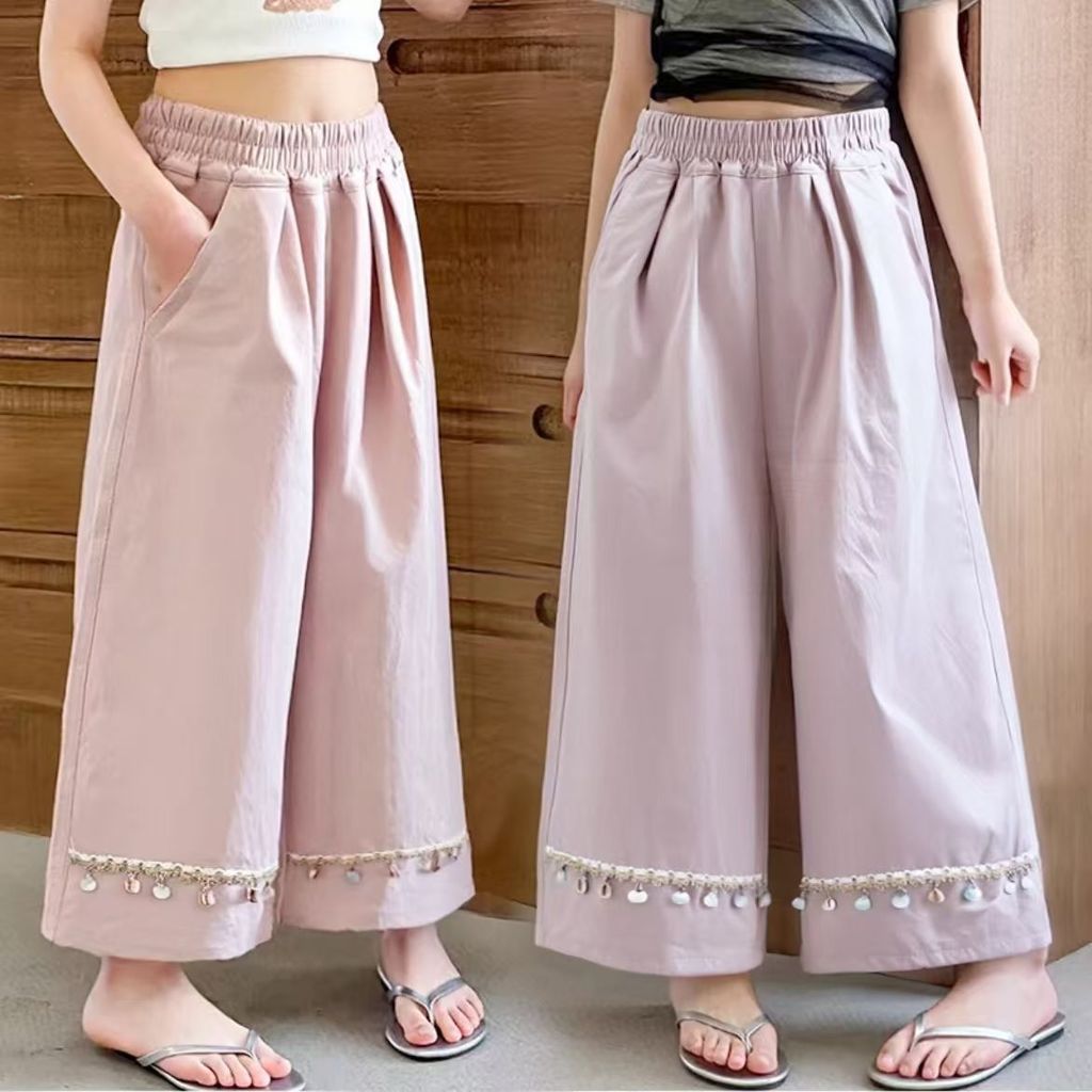 Celana Pendek Musim Panas untuk Anak Perempuan, Celana Lurus Longgar yang Stylish untuk Anak yang Le