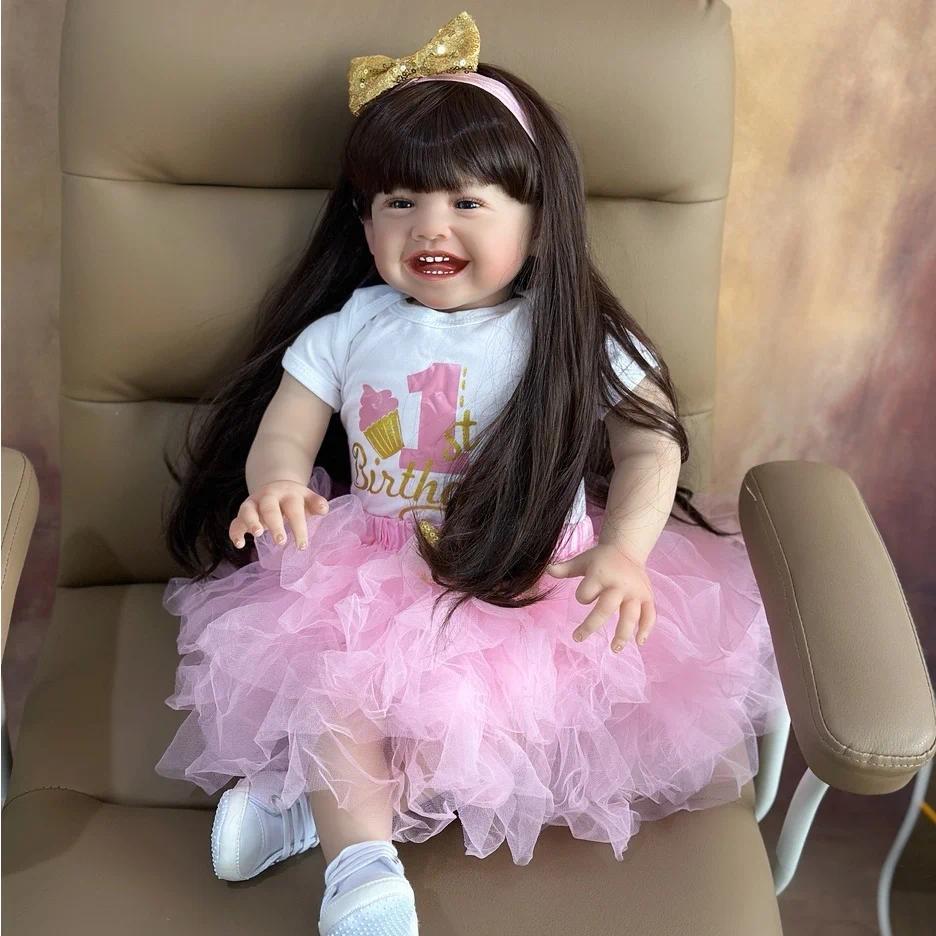 BZDOLL Lifelike Cloth Body 60 CM 24 In Soft Vinyl Reborn Baby Doll For 3+ Vinyl Princess Toddler Dre