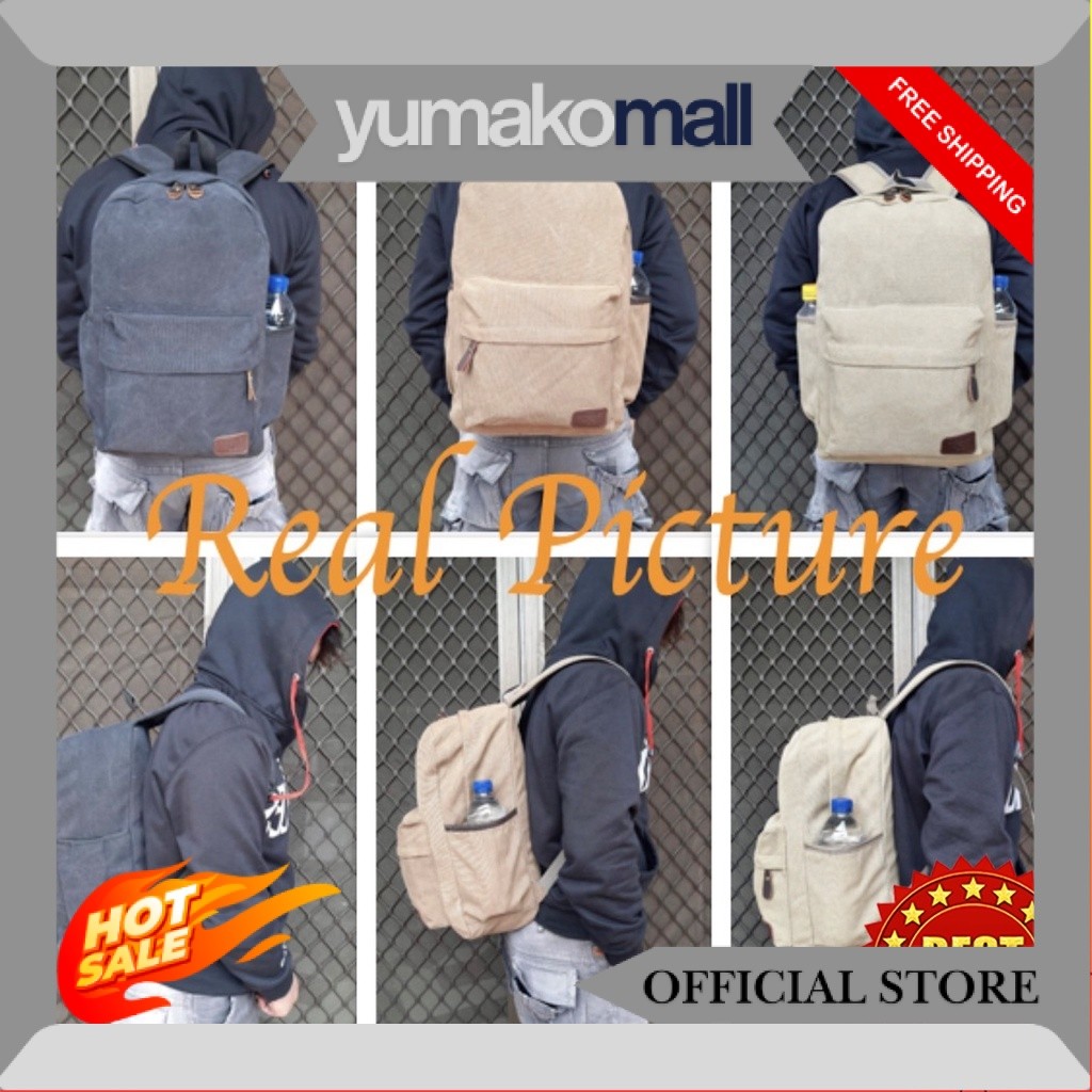 WYK10 Tas Ransel Kanvas Backpack Canvas Polos Tas Laptop  TKM TKMOS