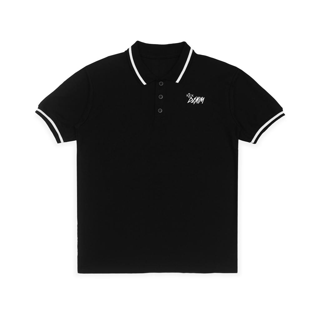 Kick Denim - Poloshirt Hitam Pria CVC Pique Hexagon Soft - PS Strike