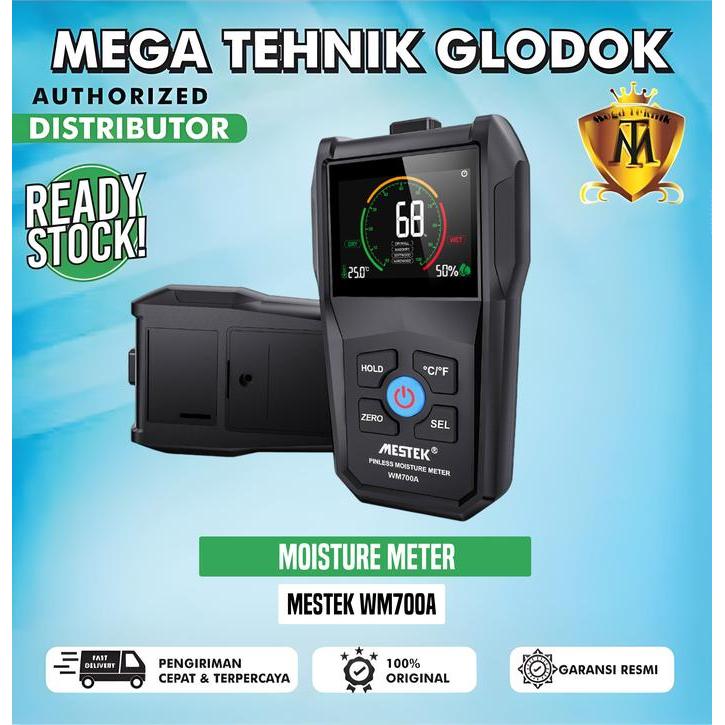 Moisture Meter Mestek WM700A Pinless Wood Concrete MC Tester Tembok