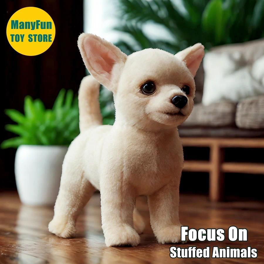 Lifelike Chihuahua Plush Toy  Realistic Chichi Dog Stuffed Animal, Chihuahua Puppy Plushie,  Simulat