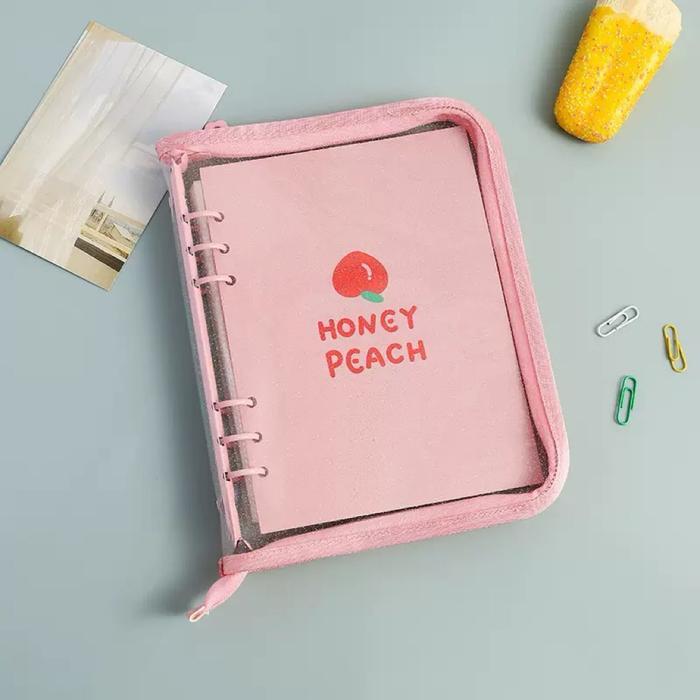 A6 Binder 6 Ring PVC Jelly Resleting Warna Warni - A6 Pink Standart, Binder Tanpa isi