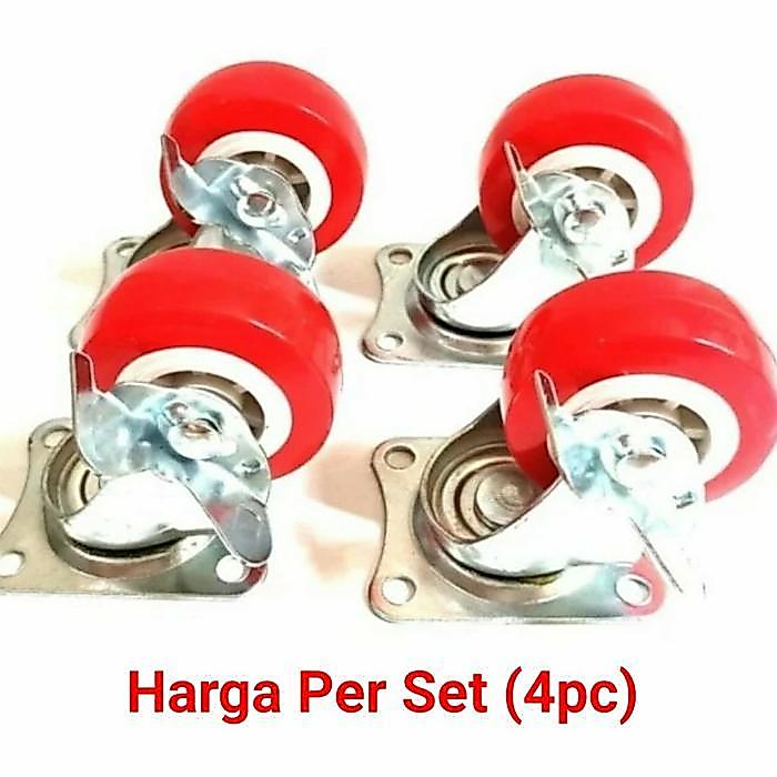 RODA CASTER NYLON PU 2" REM / RODA TEFLON MERAH