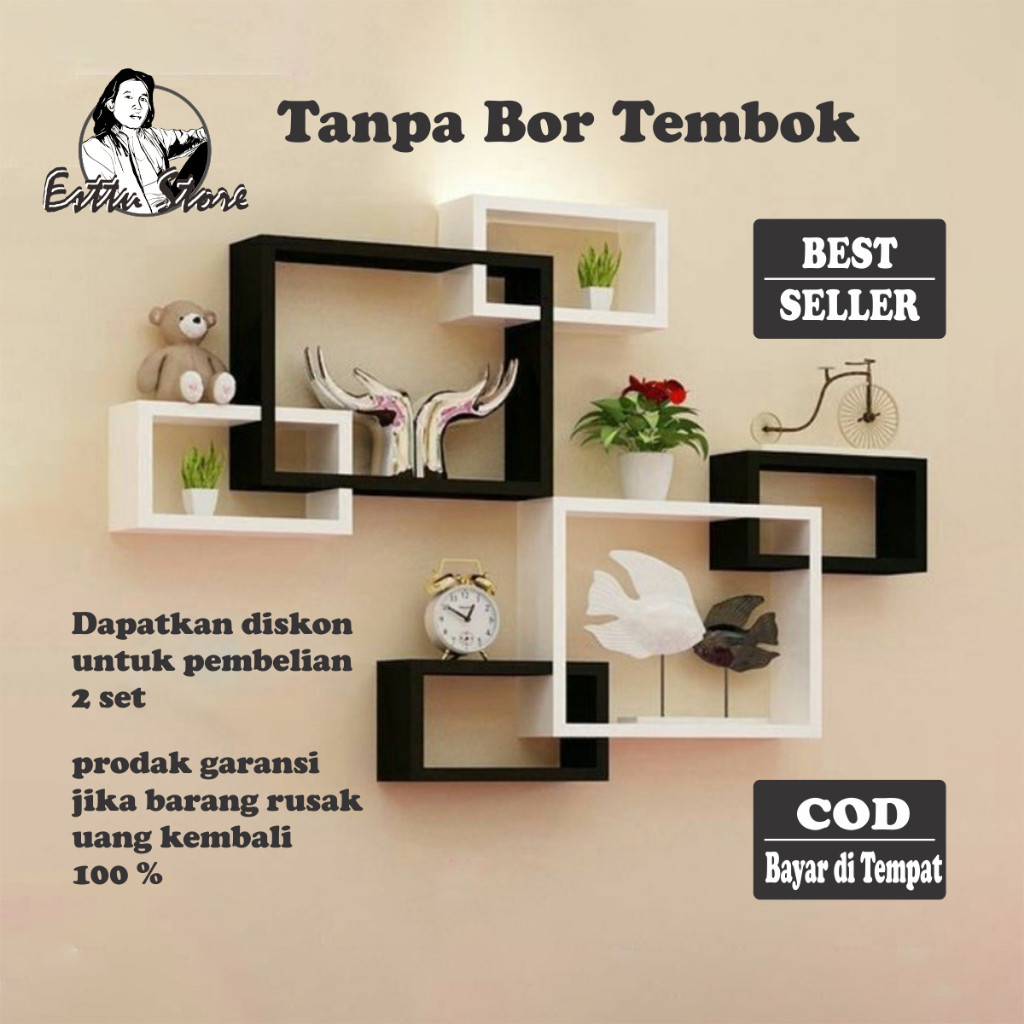 RAK DINDING MINIMALIS - Hiasan Dinding, Rak dinding, kotak, tempel, Minimalis, Sudut, Kamar