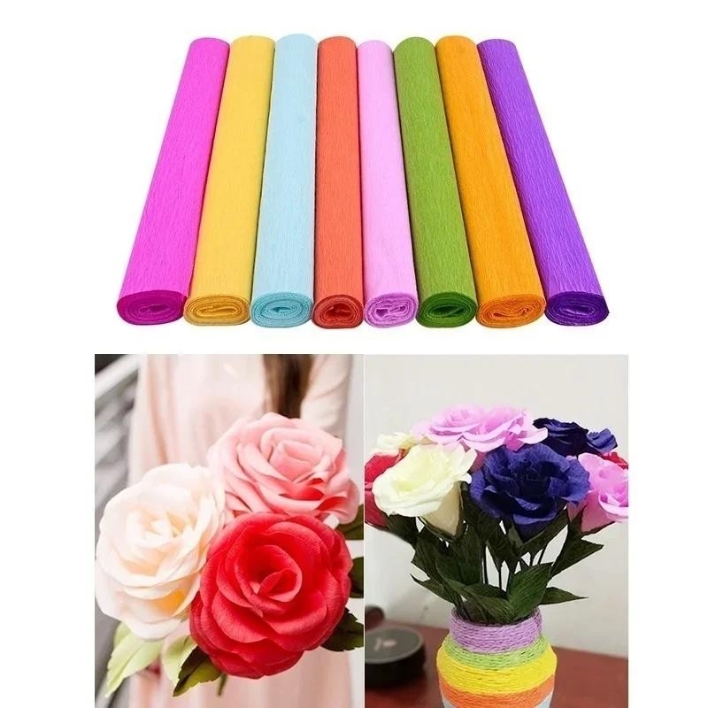 

250*50cm/Roll Y Flower Wrapping Packing Crepe Papers Handmade Materials Craft Paper Wrapping Papers Suitable Home Supplies