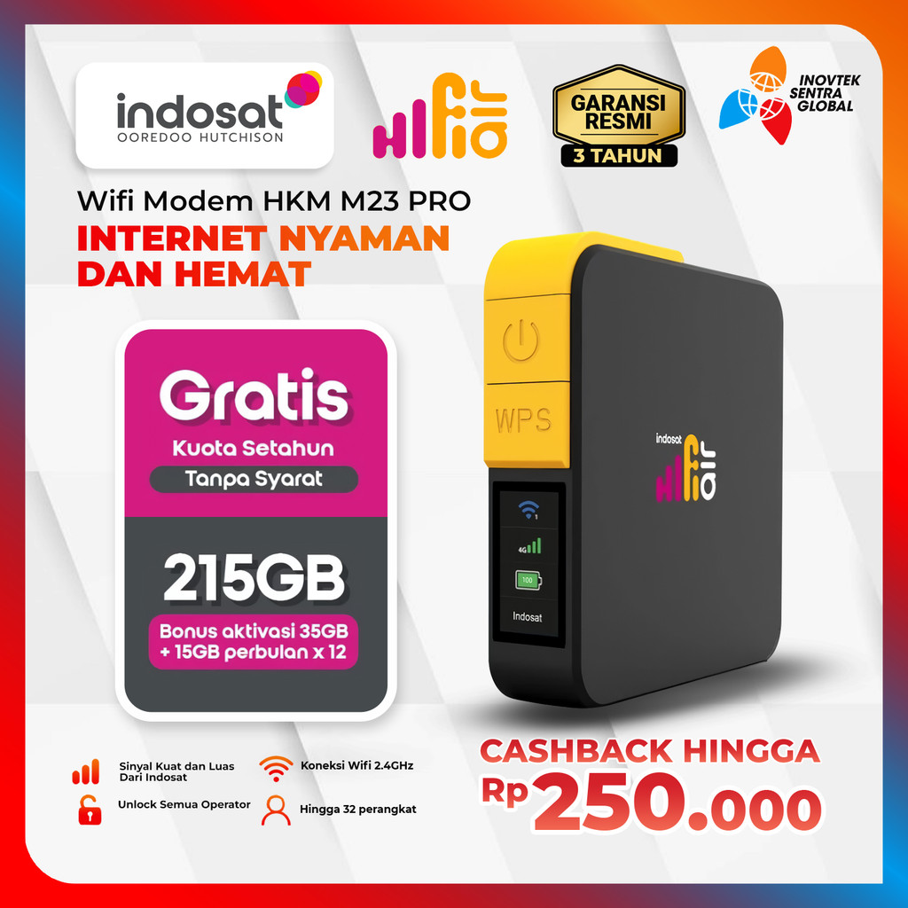 Modem Portable Indosat HiFi Air HKM M23 Pro MiFi WiFi 4G Bisa Bypass - UNLOCK ALL OPERATOR