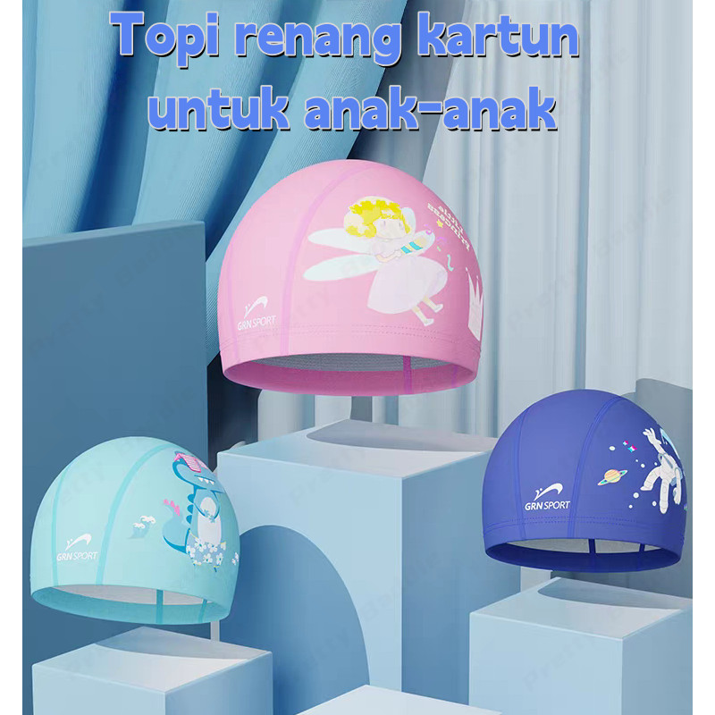 Ready Topi Renang Anak Upf 50+ / Topi Renang Motif Anak-Anak, Laki-Laki Dan Perempuan/ Topi Renang