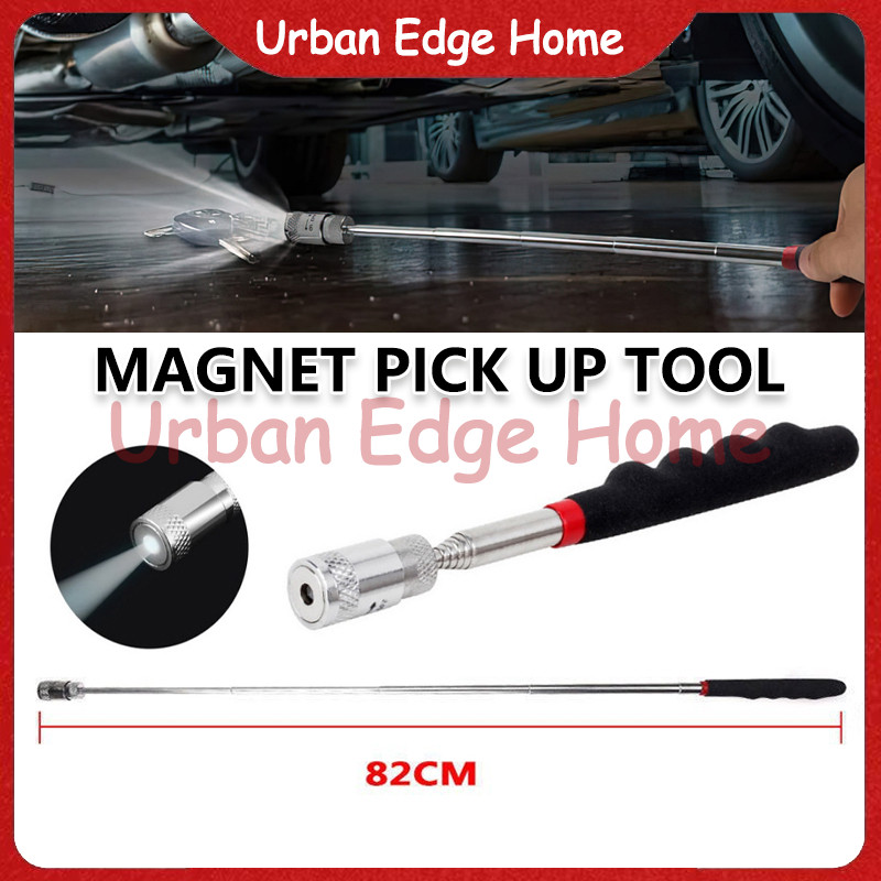 Tongkat Telescopic Magnet Pick Up Tool Dengan Lampu Led / Alat Ambil Mur Baut Benda Besi Kecil Stik 