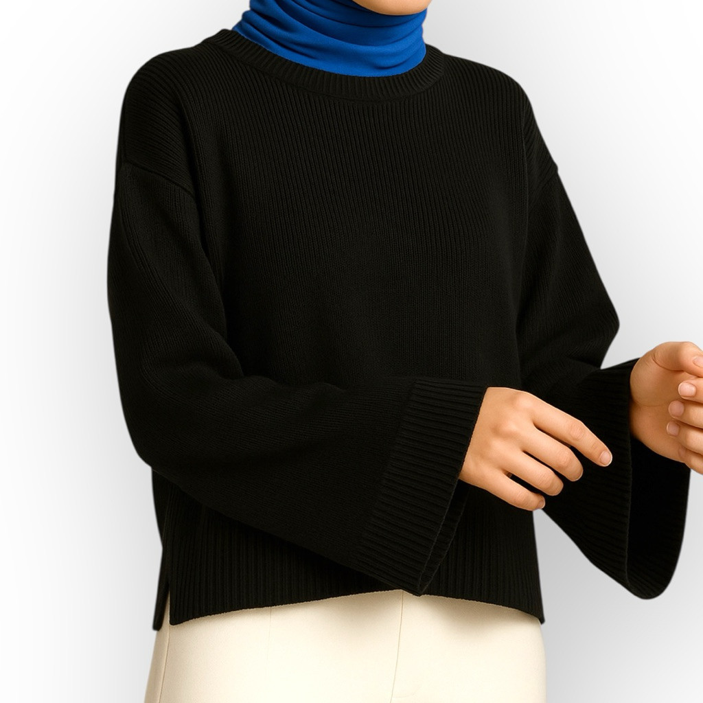 Baju Rajut Wanita NOURA | Sweater Crop Oversize Atasan Rajut Cewek Korea Kekinian