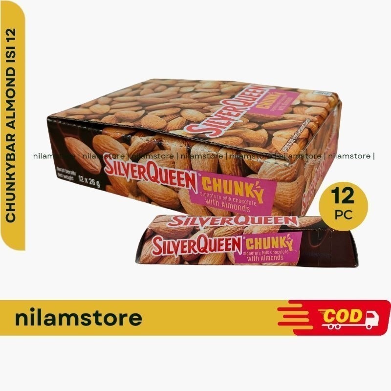 

Silverqueen chunky bar Mede 26gr box (12 pcs) - Chunky Bar Silverqueen Kecil isi 12 x 26g Exp Jauh 2026 Mei