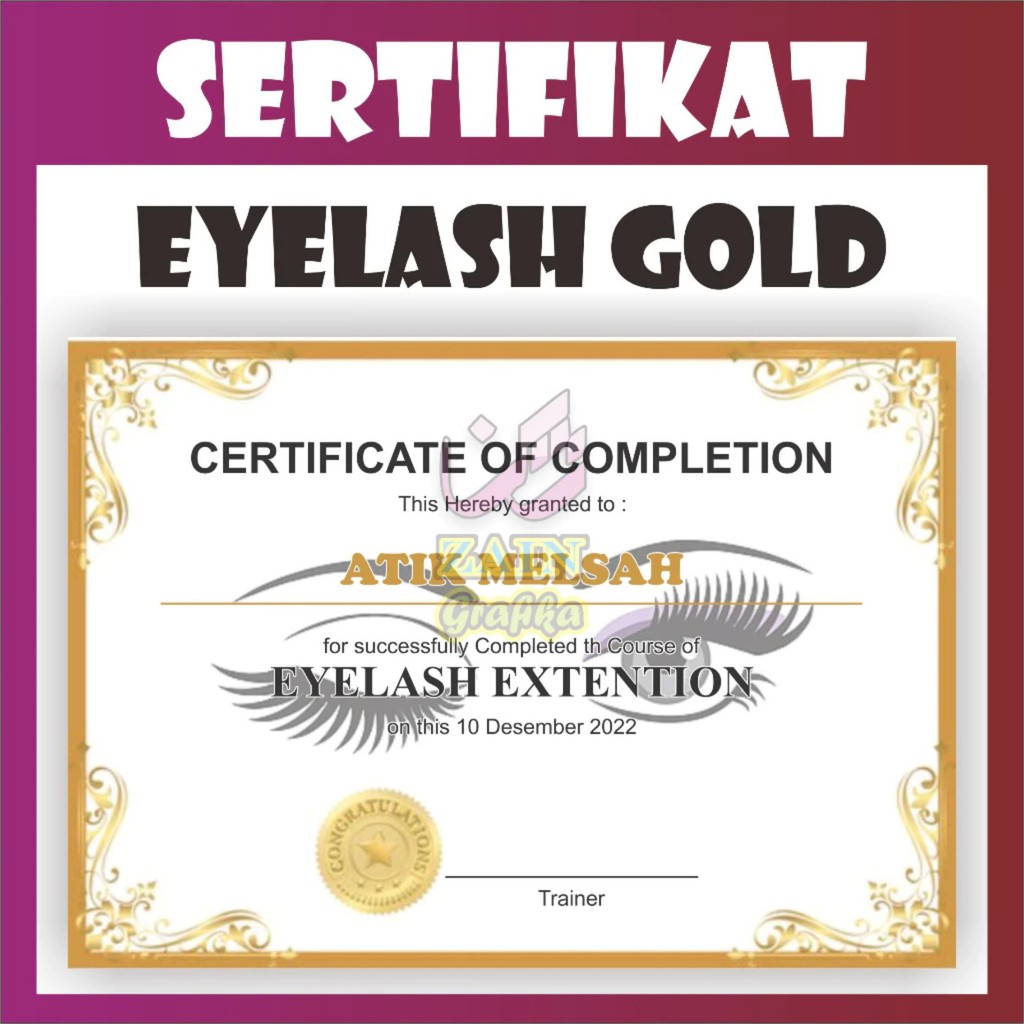 

Cetak Sertifikat Piagam Eyelash Extension Tema Gold