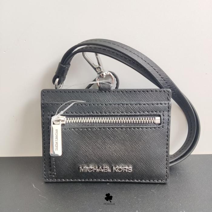 

READY nwt M*ichael Kors jet set travel card case id ew lanyard black