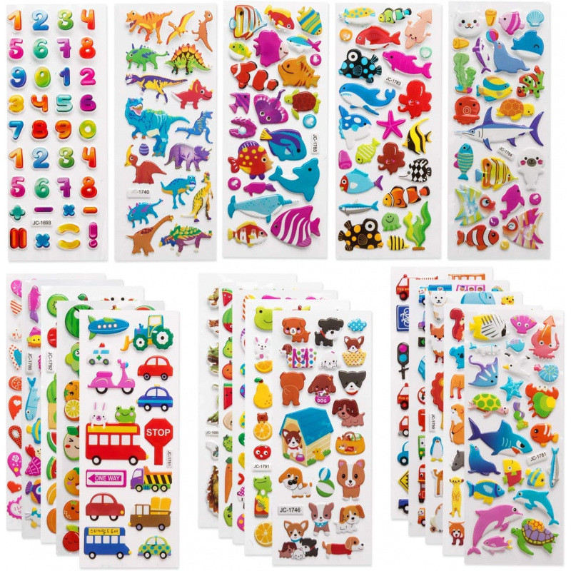 

8pcs /pack of cute cartoon 3D bubble stickersfor scrapbooking diary decoration DIY various scenes using, birthday gift stickers