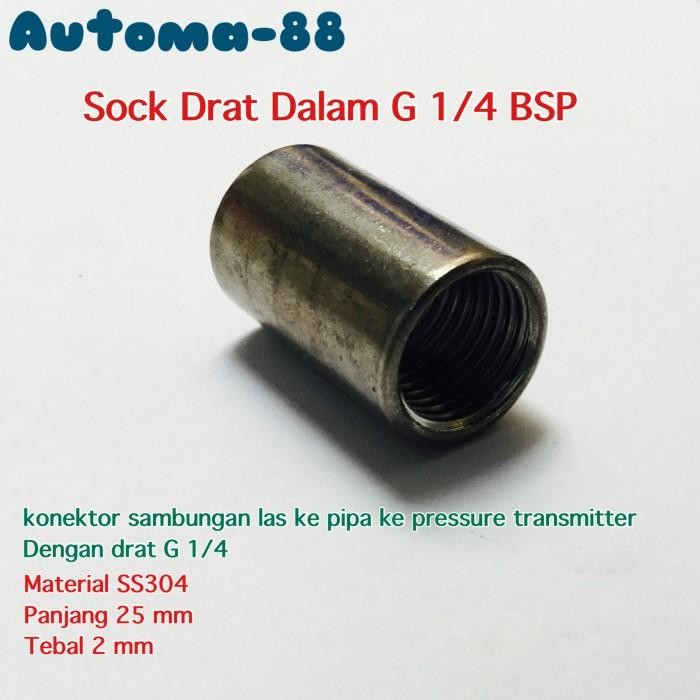 LT68 - Socket Konektor Sock Drat G 1/4 x G 1/4 BSPP Cewek Female Stainless Steel SS304 untuk Connect
