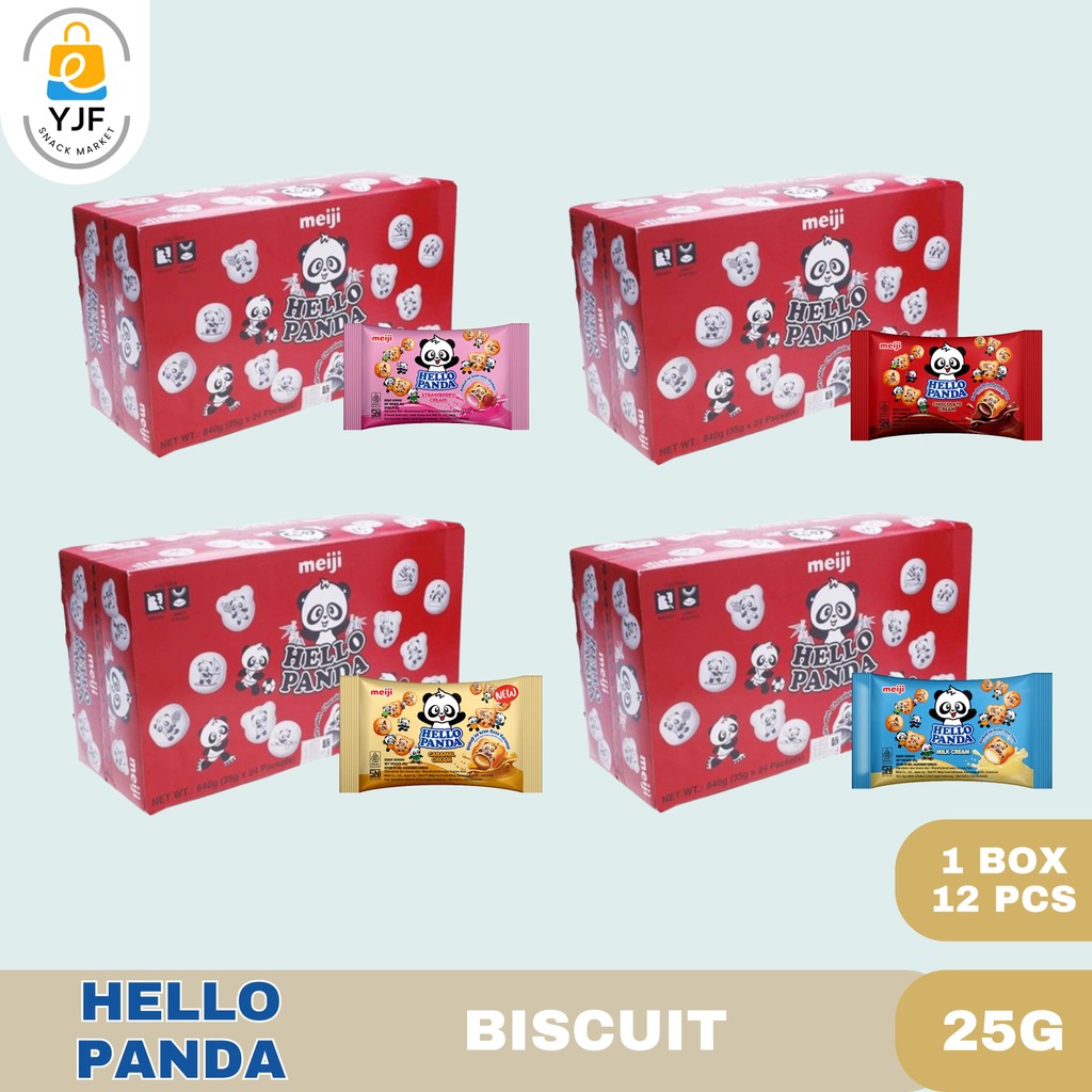 

Hello Panda 25g - 1 BOX / 12 PCS / Hello Panda Biskuit / Choco / Strawberry / MilK / Caramel / 25g / Meiji
