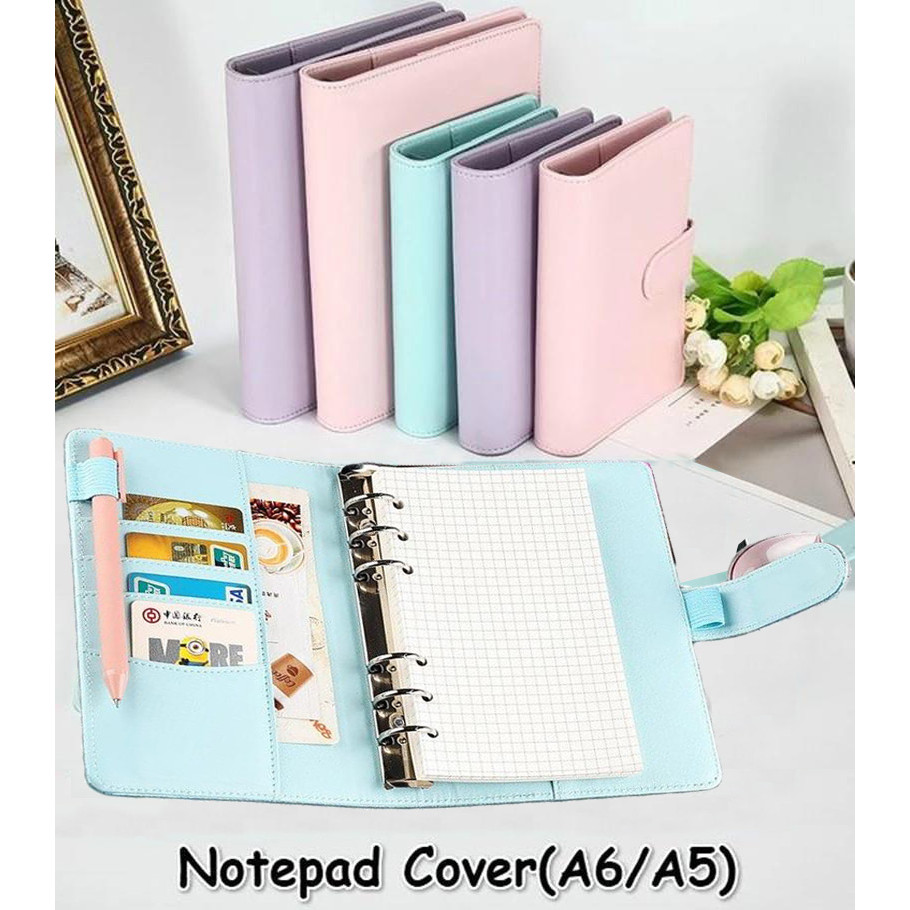 

Macaroon Color A6/A5 PU Leather DIY Binder Notebook Cover Diary Agenda Planner Paper Cover School Stationery