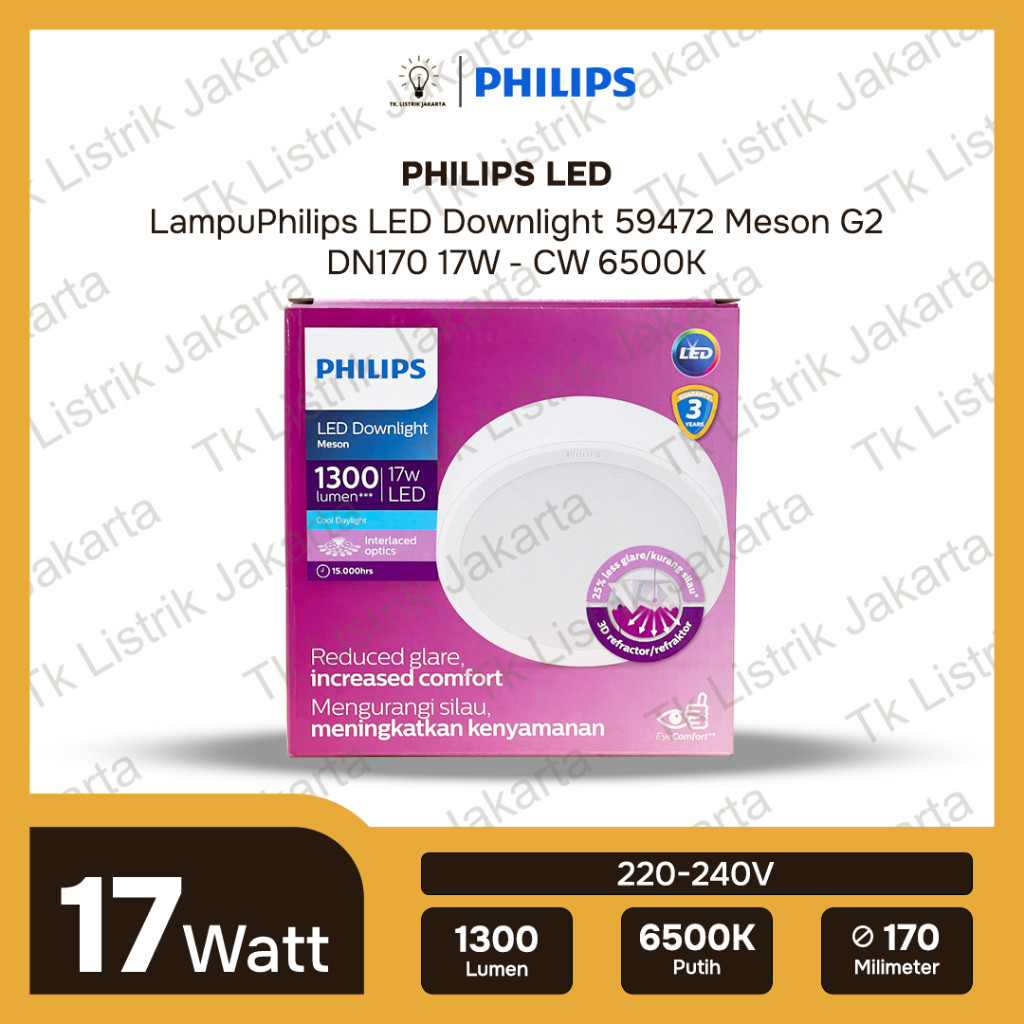 Lampu Philips Meson Downlight Plafon LED 59472 150 17W Outbow Bulat