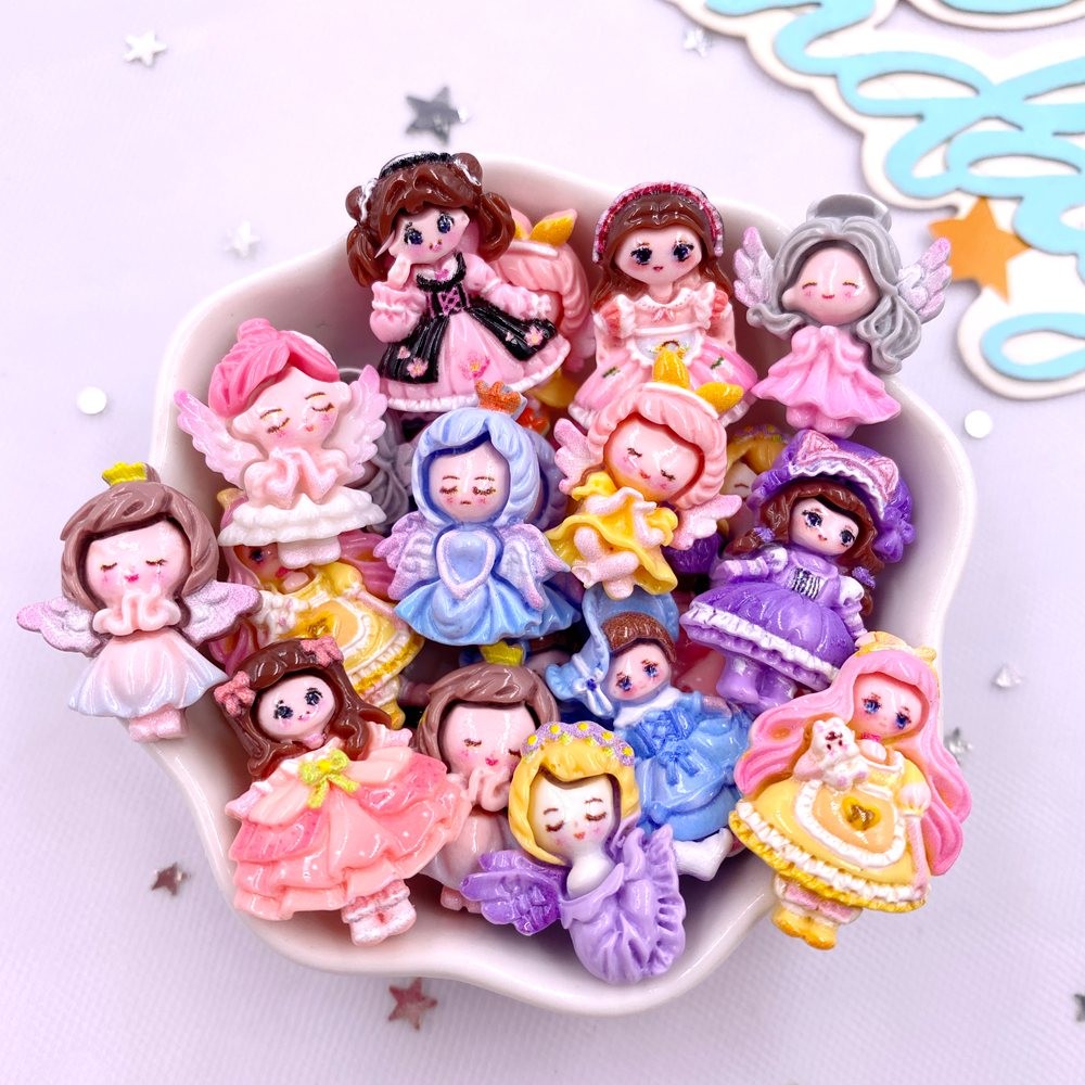 

20PCS Resin Kawaii Colorful Cartoon Angel Girl Flatback Stone Home Decor Princess Fairy Figurine Scrapbook Y Accessories Craft