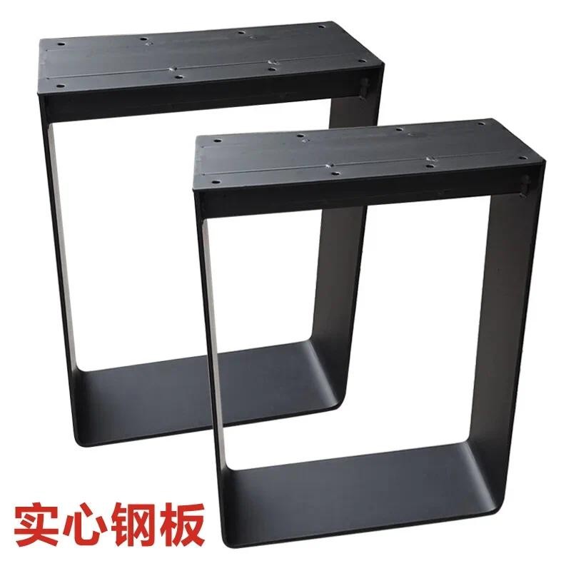 

Solid steel plate table legs, solid wood large plate metal table frame