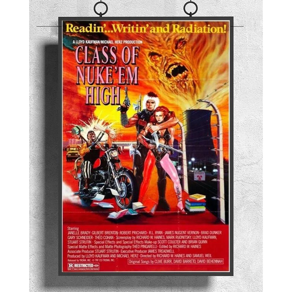 

L019 CLASS OF NUKE EM HIGH Movie Horror Troma Films Silk Fabric Poster Art Decor Indoor Painting Gift