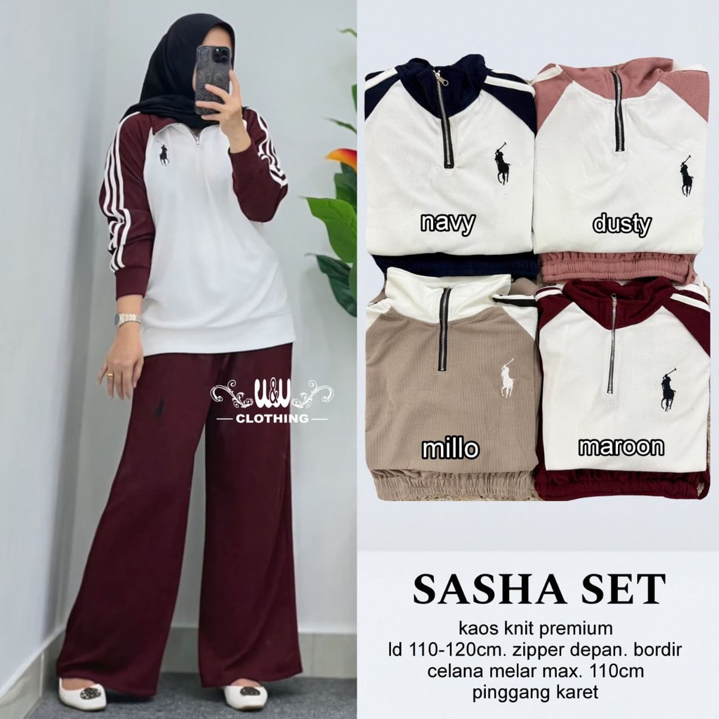 Setelan Wanita Santai sasha – Outfit Loungewear Atasan Kaos + Celana Panjang Nyaman untuk Rumah