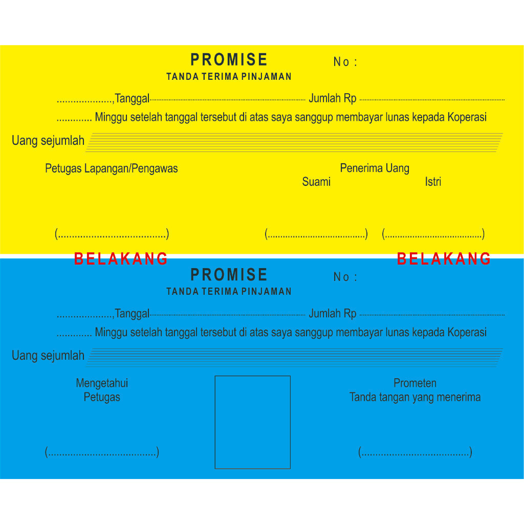 

kartu Koperasi / promis koperasi Custom