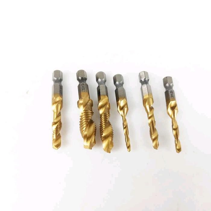 Terbaru Mata Bor Tap Snei Drat Mata Bor Besi Mata Bor Pembuat Drat Ulir 6 Pcs Hss Steel - -, -