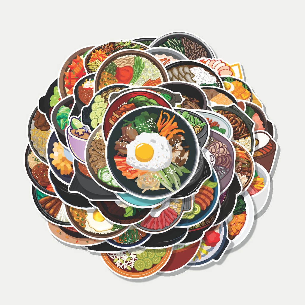 

Sticker Pack Stiker Makanan Bimbimbap Dekorasi Lucu Kreatif untuk Notebook, Skateboard, HP
