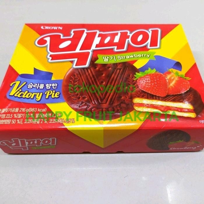 

crown victory pie strawberry | biskuit selai strawberry salut coklat