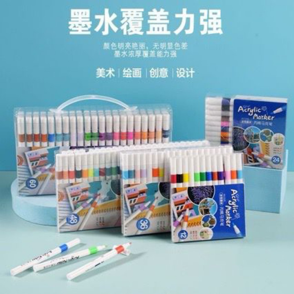 

ACRYLIC MARKER SET/spidol 12/24/36/48/60 warna color spidol akrilik diy painting