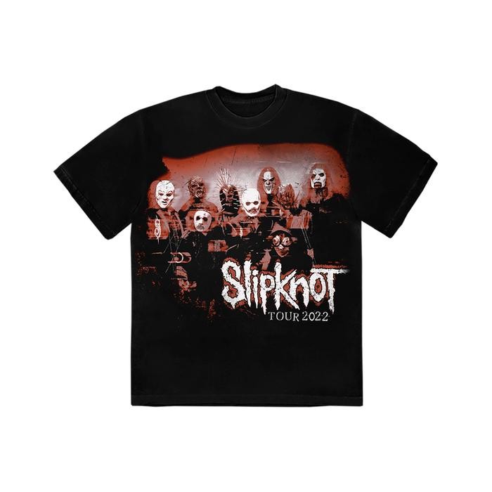 (COD) [Official Slipknot] Band Photo '22 Tour Black T-Shirt - Merchandise Original Resmi - S