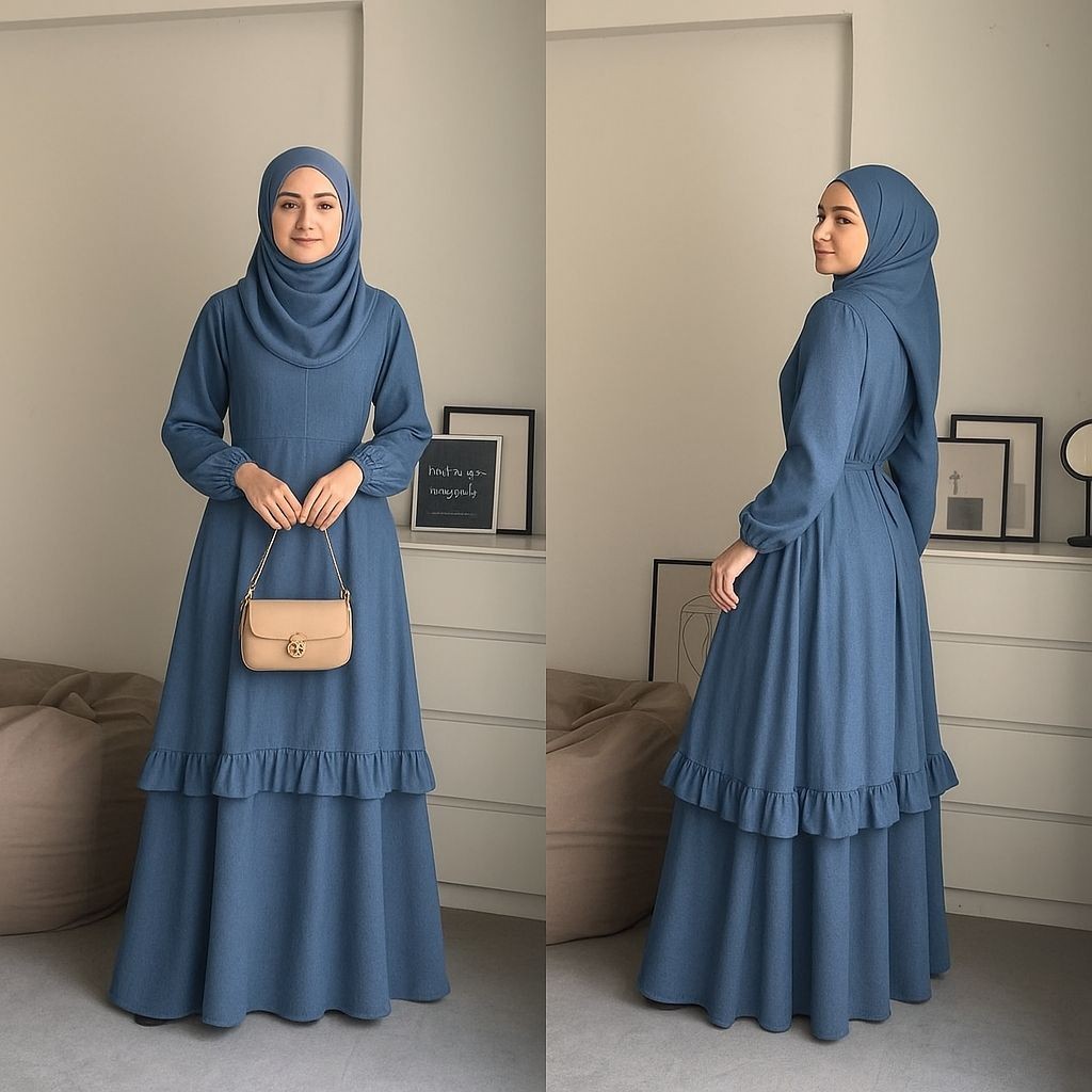 PAPESZ Gamis Melayu Terbaru 2025 / Gamis Malaysia Busui Umpak Bahan Ceruty Babydoll Wanita Dewasa Ju