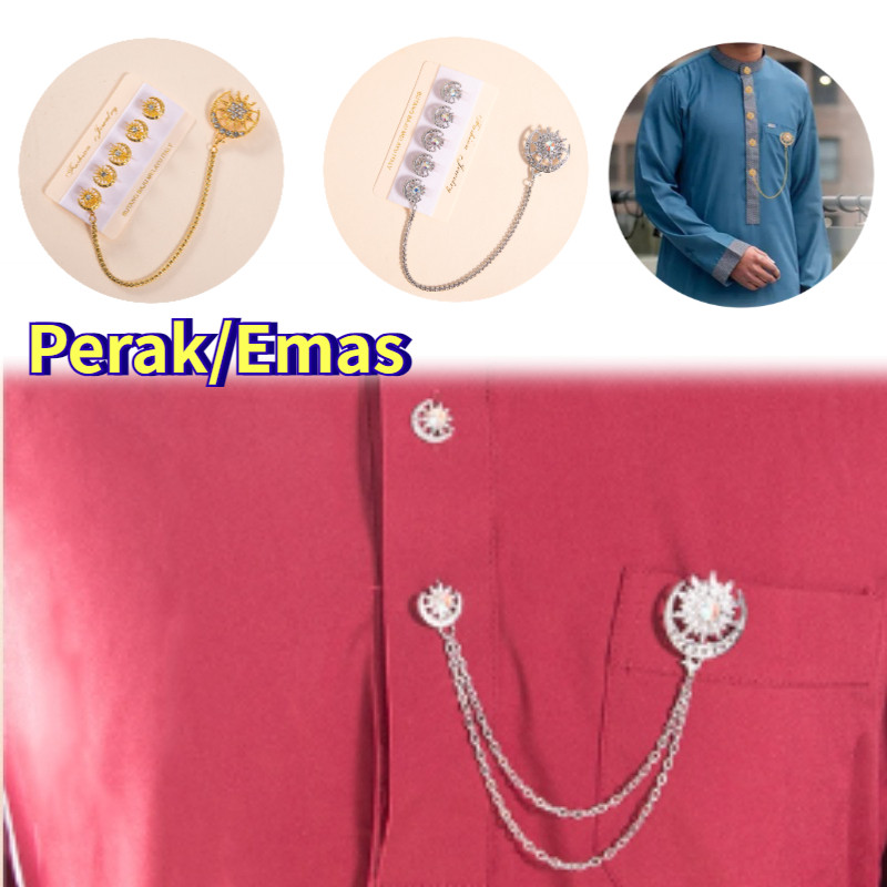 Butang Baju Melayu Pria Kancing Baju Melayu Pria Set Anti Karat Kancing Pin