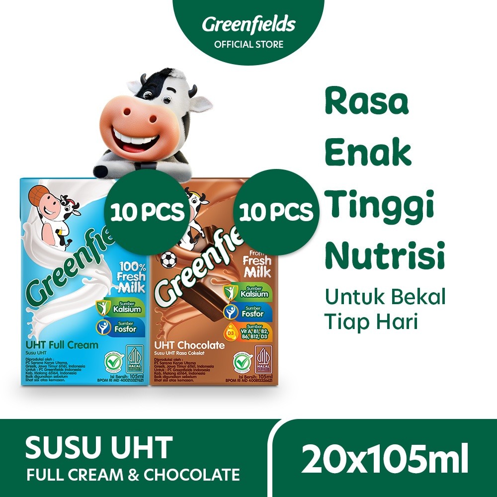 

Susu Greenfields UHT Full Cream & Chocolate 105mL x 20pcs