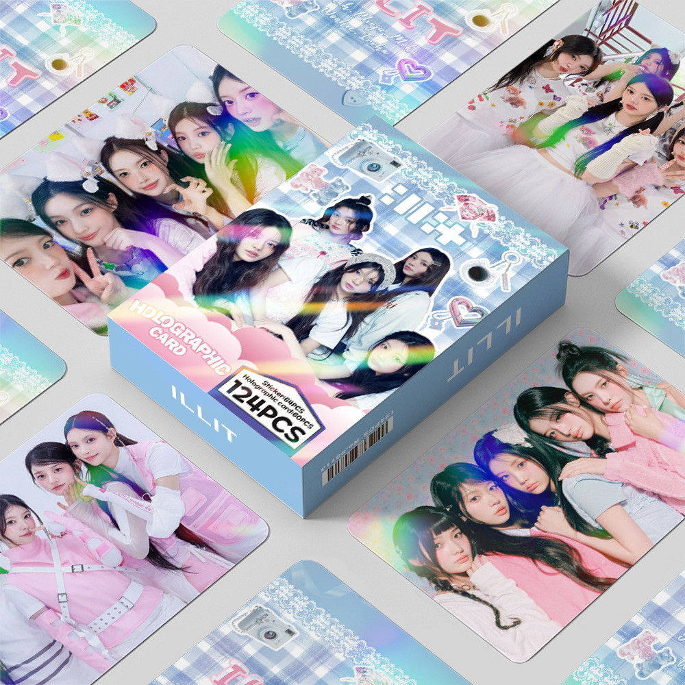 124Pcs/Set Kpop Idol ILLIT New Album Laser HD Printd Lomo Cards YUNAH MINJU MOKA WONHEE IROHA Photoc