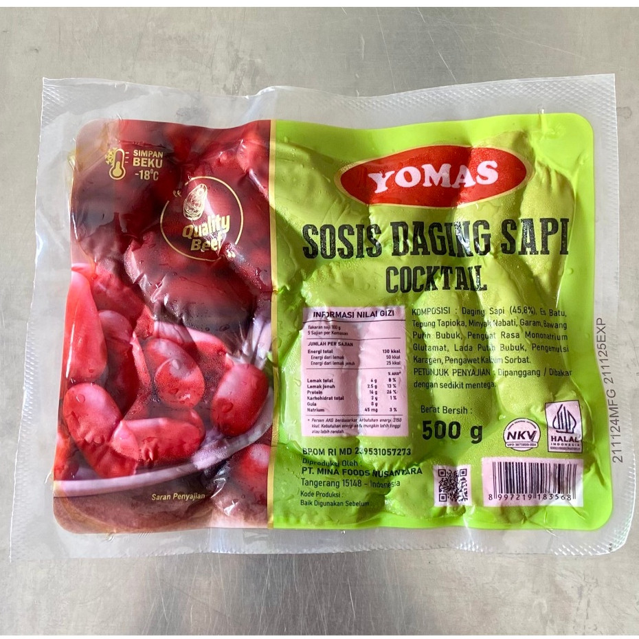 Yomas Sosis Sapi Cocktail Merah 500gr / Yomas Sosis Cocktail Merah