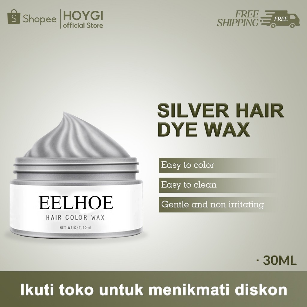 EELHOE Pewarna Rambut Ash Grey Hair Wax Light Silver Grey 30ml Pewarna Rambut Sementara Pewarna Ramb