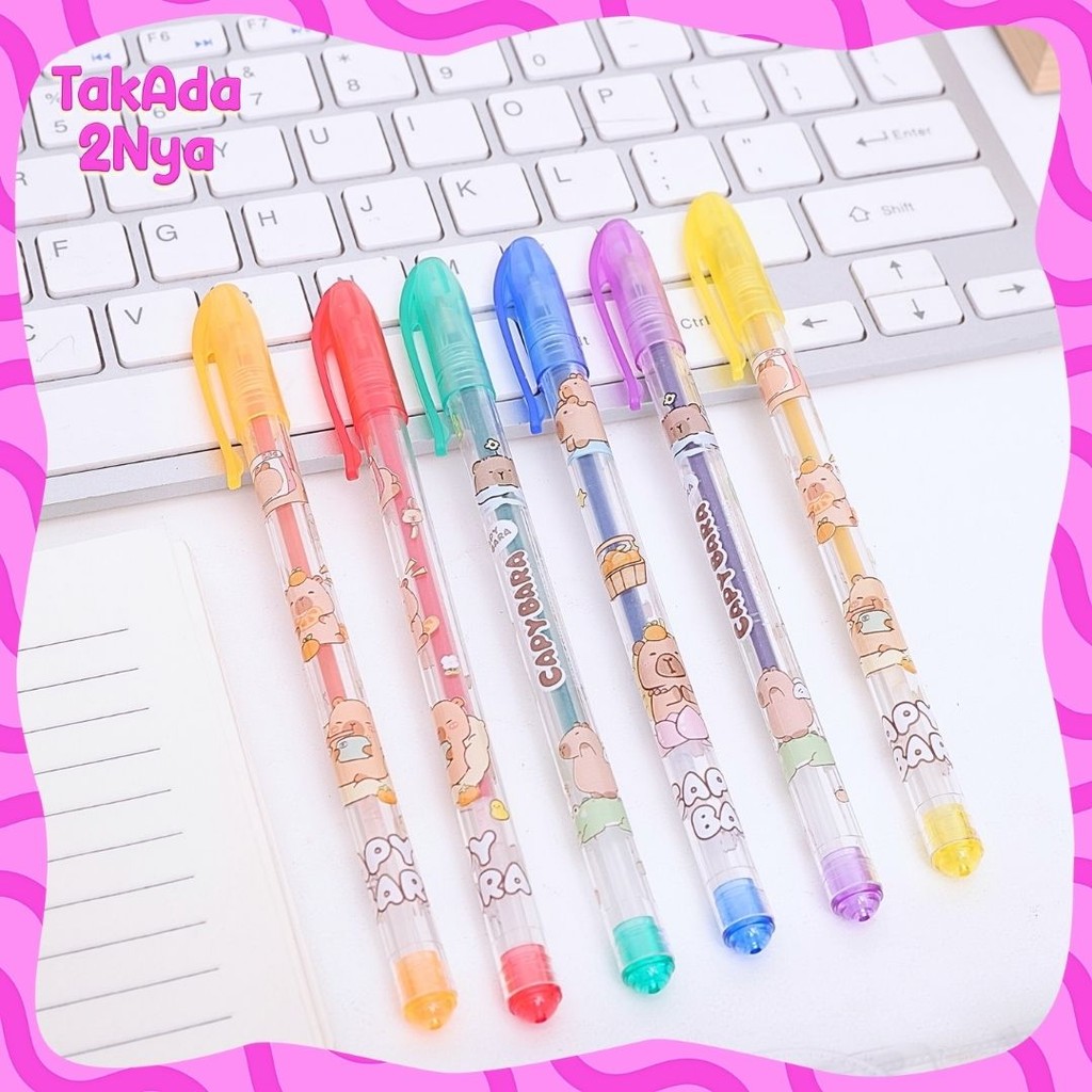 

Pena Gel Warna-warni Capybara 1 Set Isi 6 PGK-1981 Bolpen Pulpen Pen Multi Warna Lucu Alat Sekolah Rainbow