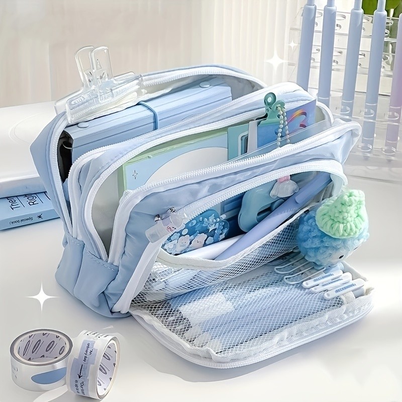 

Large Capacity Aesthetic Pencil Bag School Case Pen Holder Cute Stationery Simple Style Zipper Pencil Pouch School Supplies